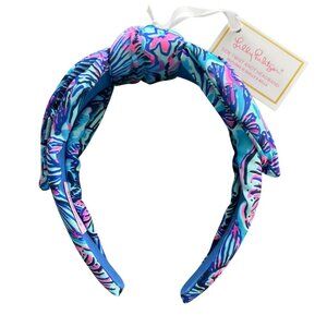Lilly Pulitzer Side Twist Knot Headband Breakwater Blue Shells N Bells
